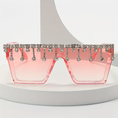 Y2K Square Frame Sunglasses Rhinestone Tassel Decor UV400