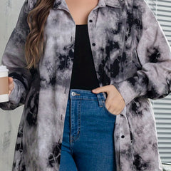  Tie Dye Long Sleeve Button Up Blouse
