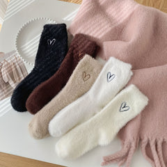 5 Pairs Heart Pattern Socks Cozy & Cute Women's Stockings