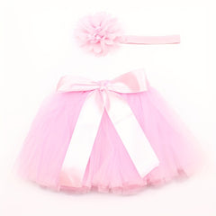 2pcs Newborn Baby Girls Photo Props Hairband & Skirt Set