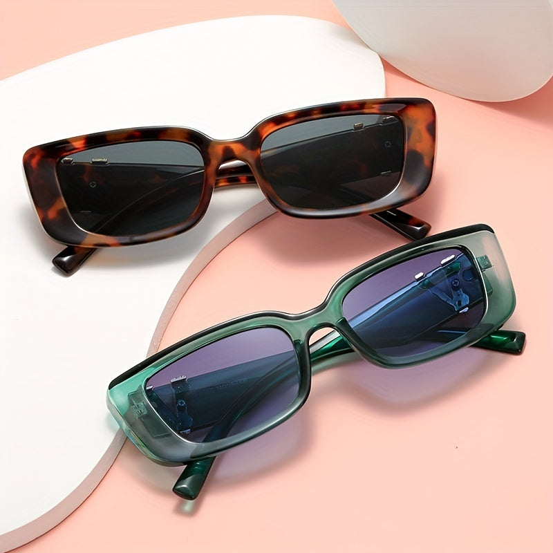 Men's Retro Rectangle Frame Sunglasses UV 400 Protection