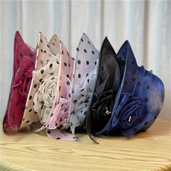 Polka Dot Print Bucket Hat Mesh Breathable Sun Hat for Women