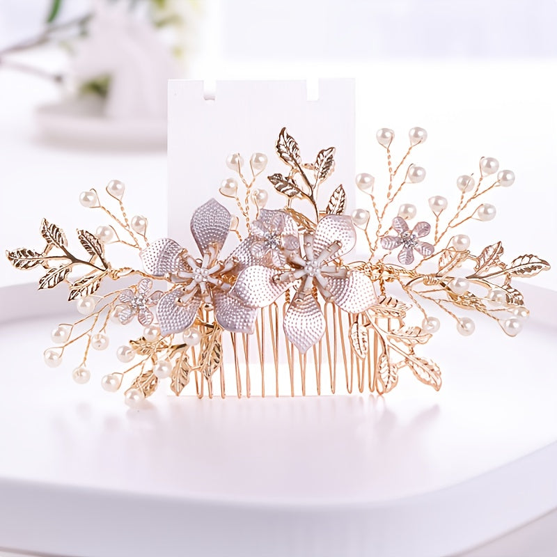 Pearl & Floral Bridal Hair Clip - Wedding Hair
