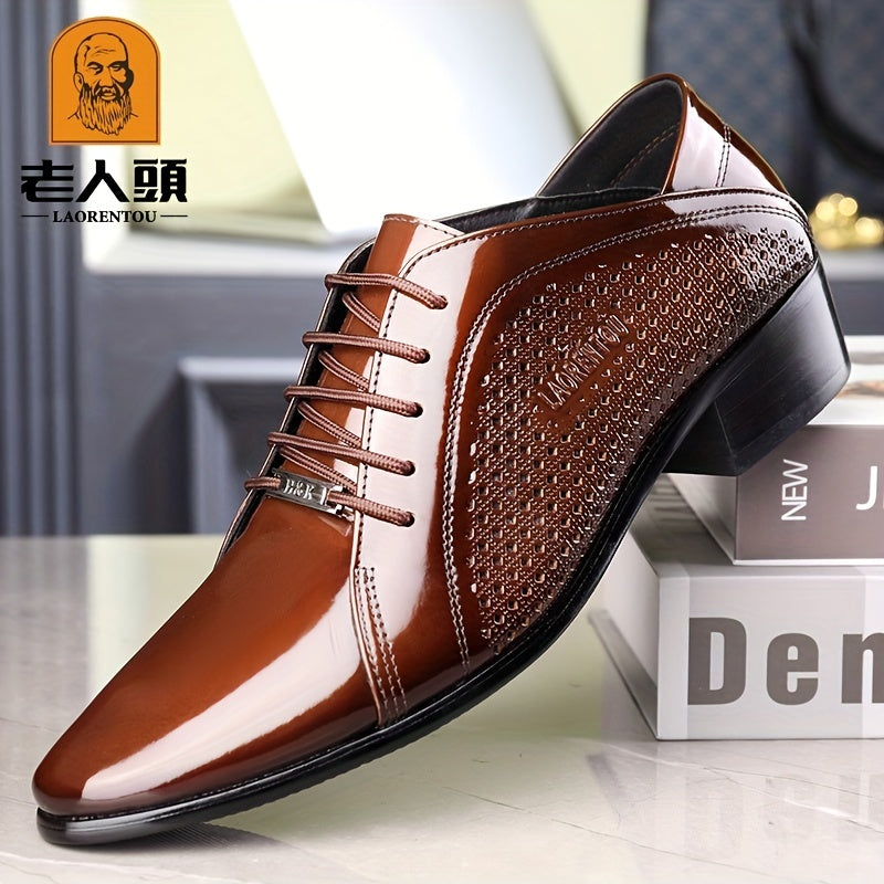Laorentou Men's Leather Pointed Toe Dress Shoes for Wedding