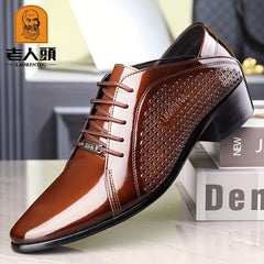 Laorentou Men's Leather Pointed Toe Dress Shoes for Wedding