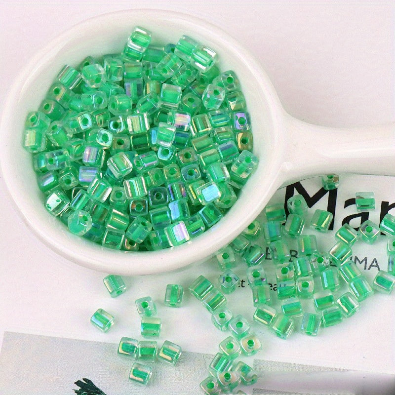 88pcs 4mm Square Fantasy Dyed Heart Glass Beads for DIY Earrings Bracelet