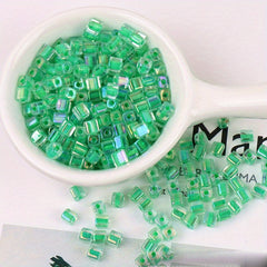 88pcs 4mm Square Fantasy Dyed Heart Glass Beads for DIY Earrings Bracelet