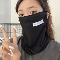Ice Silk Sunproof Mask Ear Hook Neck Gaiter Solid Unisex Balaclava