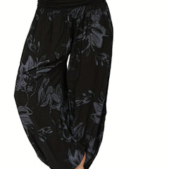 Boho Floral Print High Waist Baggy Harem Pants Women's Clothing