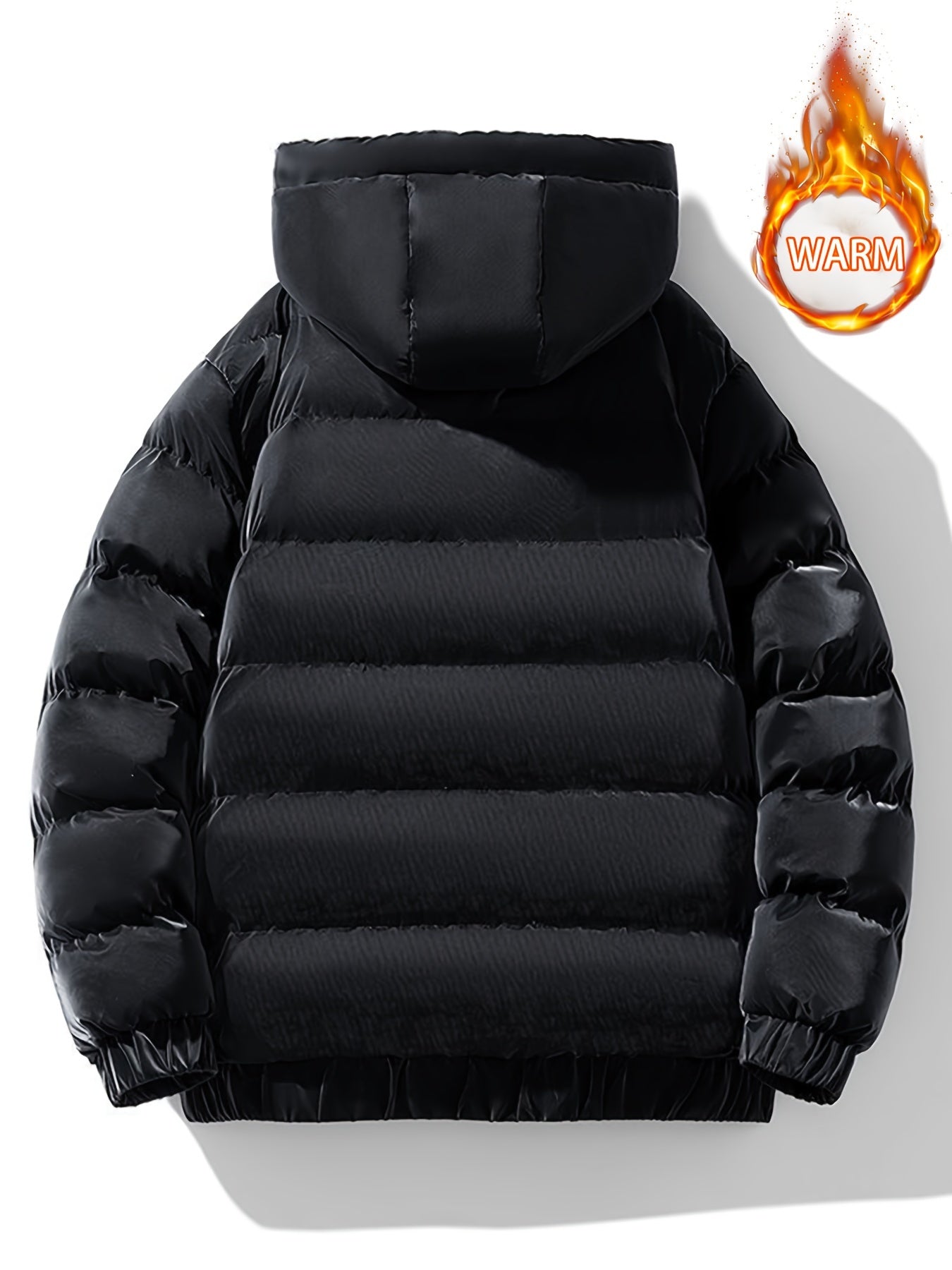 Men's Padded Thick Hooded Coat Thermal Warm Winter Jacket
