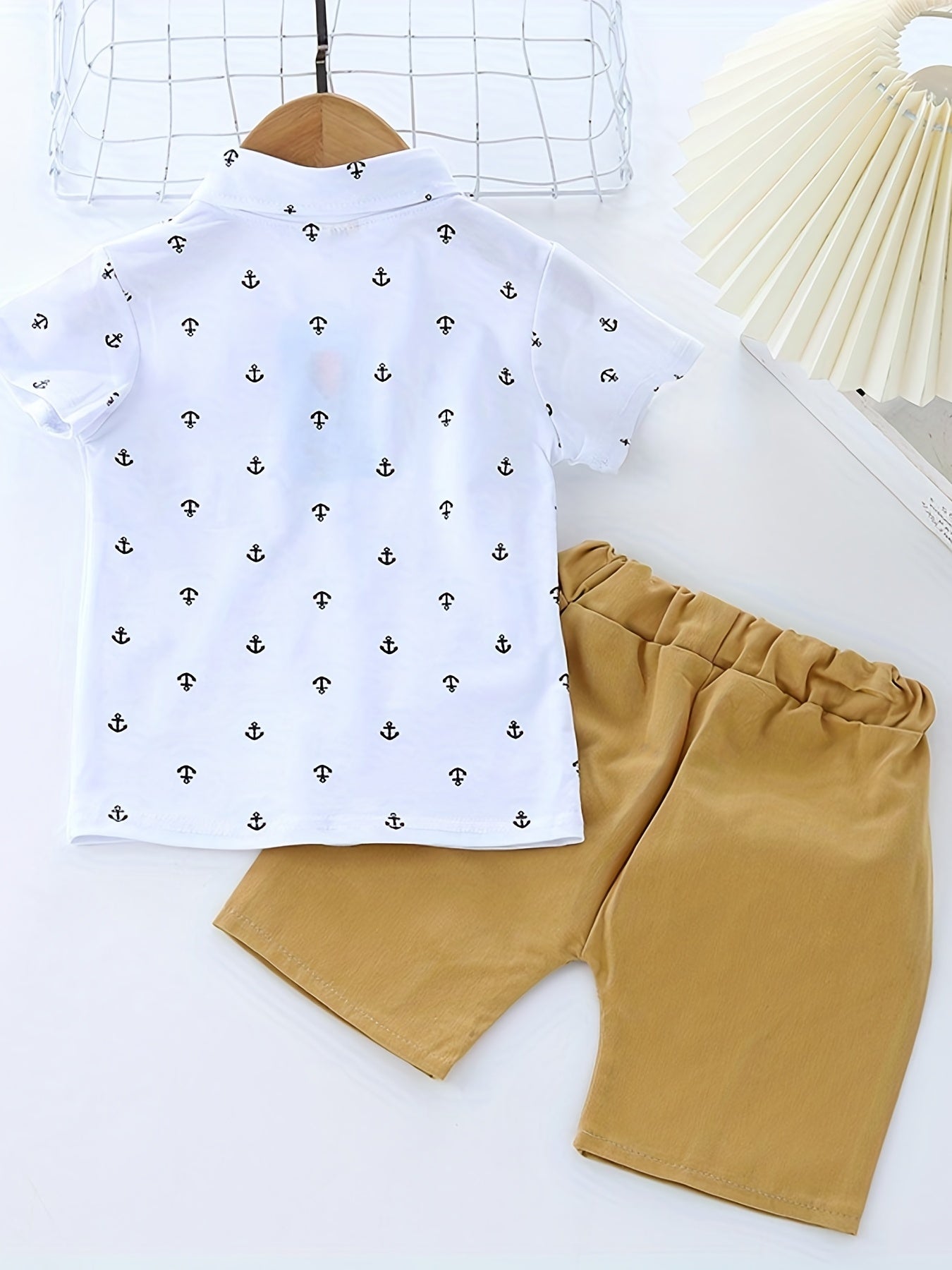 Baby Boys Anchor Print Short Sleeve Polo Shirt & Shorts Set