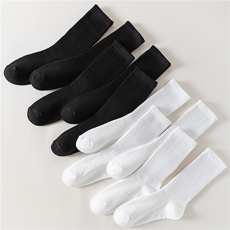 10 Pairs Comfy Breathable Women's Solid Socks All match Stockings & Hosiery