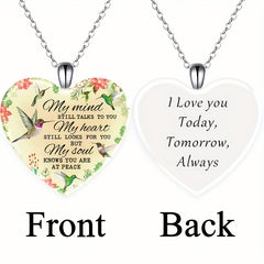 Love Heart Pendant Necklace With Bird Pattern Holiday Party Jewelry