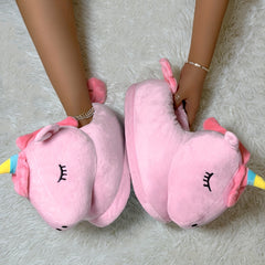 Women's Cozy Pony Novelty Slippers Warm Plush Indoor Non Slip Slippers