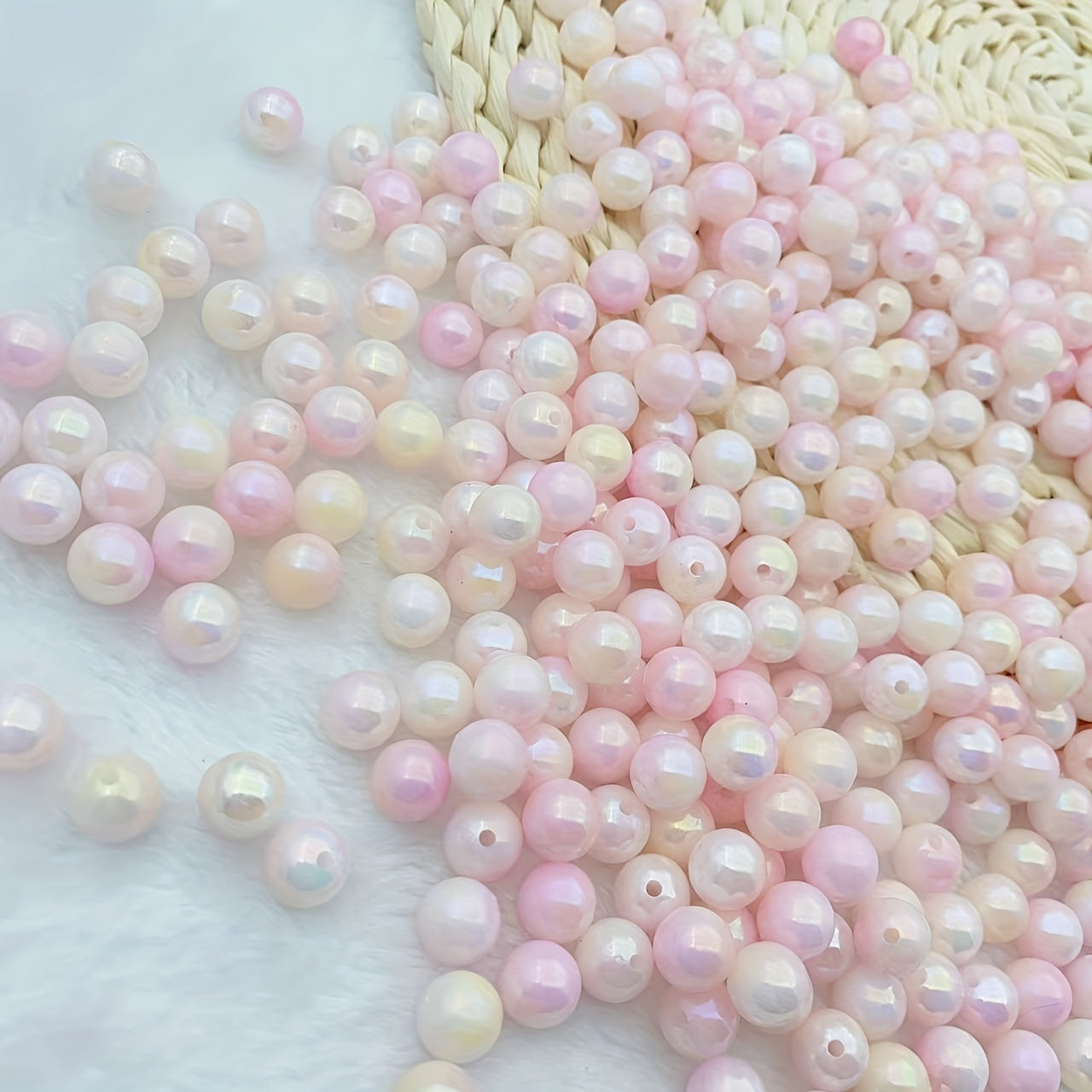 30PCS 10MM Pink Gradient Acrylic Round Beads DIY Jewelry Making Crafts