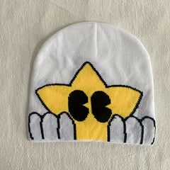 Cartoon Star Jacquard Beanie Warm Knitted Hat Unisex