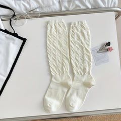 Solid Calf Socks Knee High Stockings Women's Hosiery