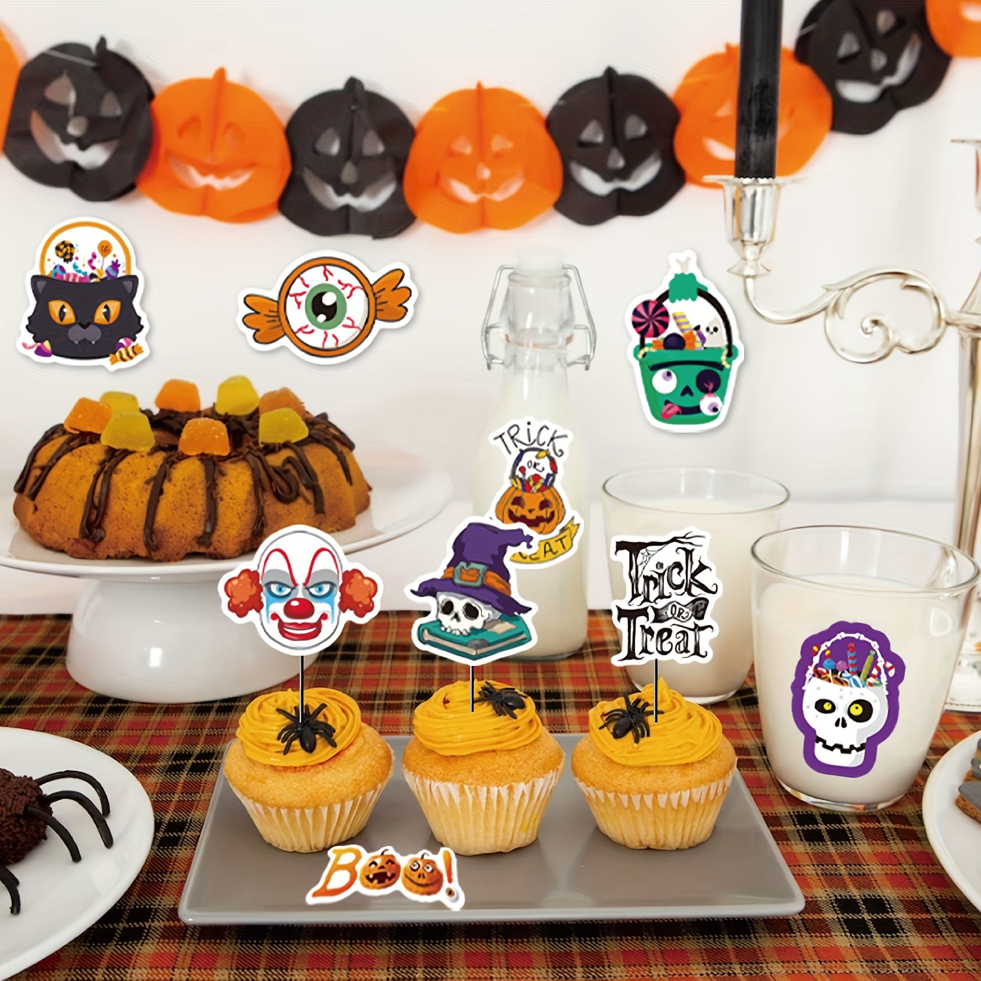 100pcs Halloween Pumpkin Theme Stickers Vinyl Waterproof Holiday Party Stickers