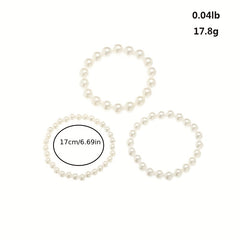 3pcs Girls Faux Pearl Beaded Bracelet Birthday Gift