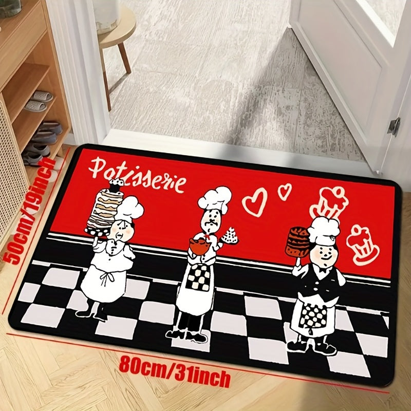 1pc Long Strip Non-slip Floor Mat Velvet Cushion Red Cake Room Rug