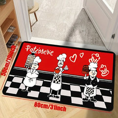 1pc Long Strip Non-slip Floor Mat Velvet Cushion Red Cake Room Rug