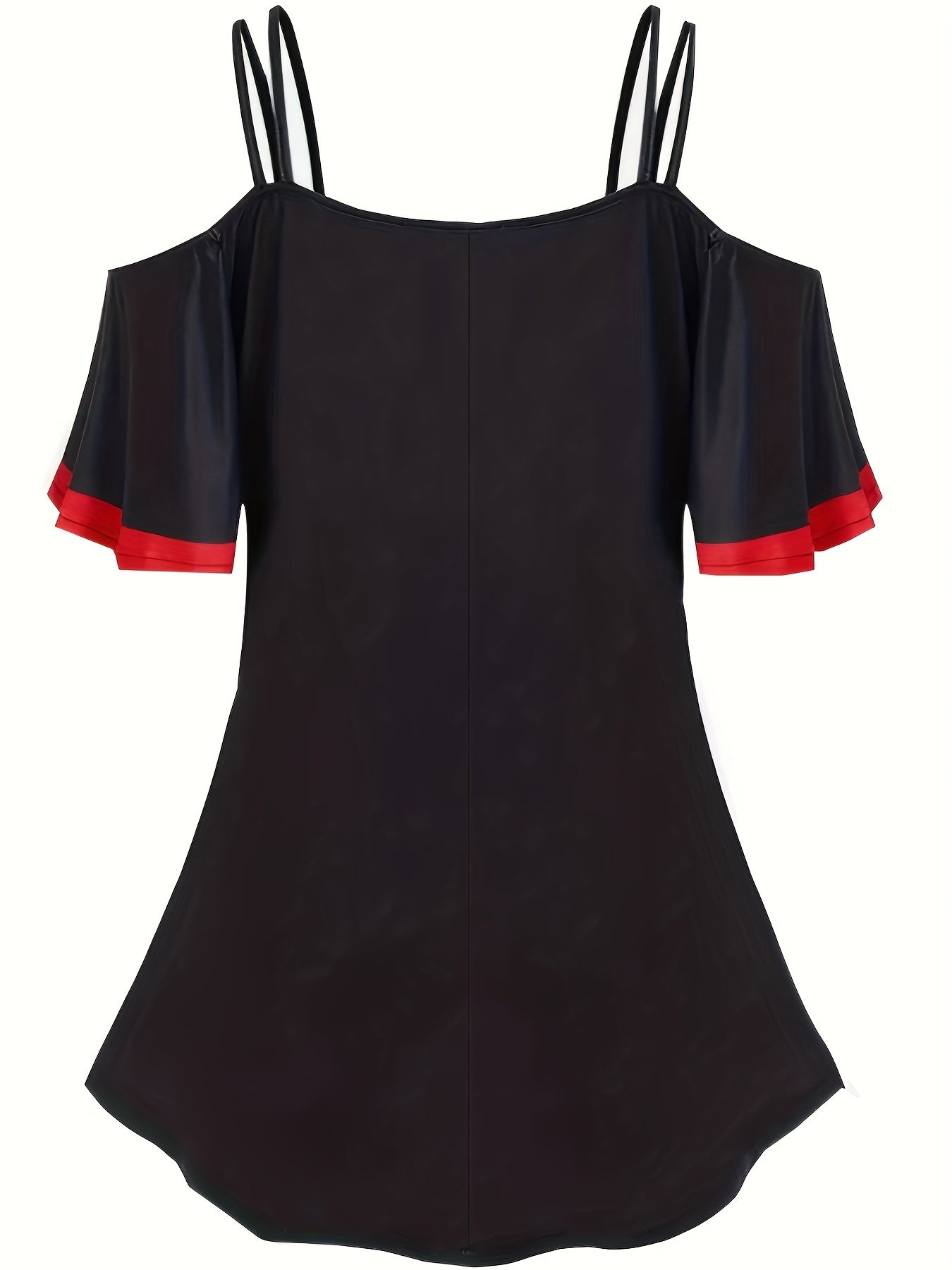  Gothic Dress Women's Skull Print Cold Shoulder Mini Cami Dress