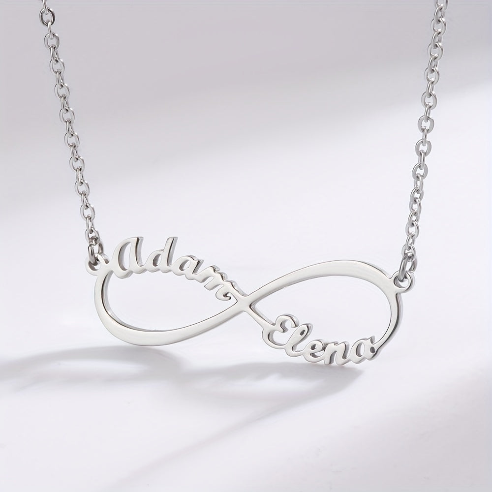 Custom Infinite Love Necklace with 2 Names & Sign, 5 Fonts