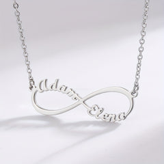 Custom Infinite Love Necklace with 2 Names & Sign, 5 Fonts