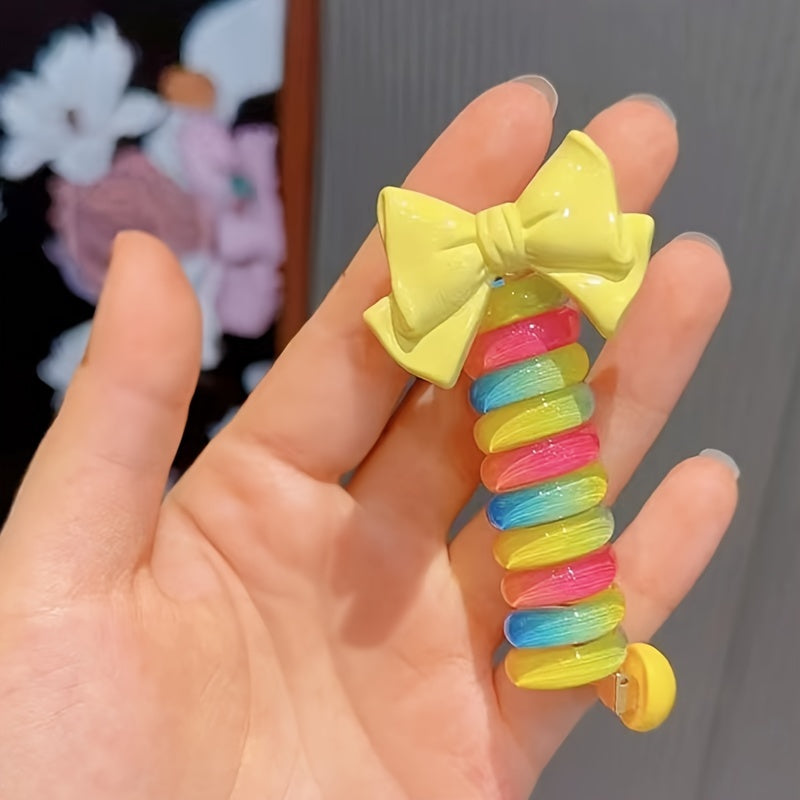 Gradient Phone Cord Hair Tie Fresh Flower & Butterfly Decor