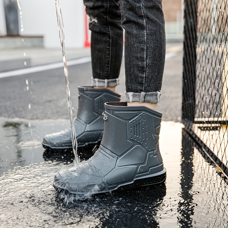 Women's Gray Rain Boots Anti-skid Waterproof Slip On Shoes
