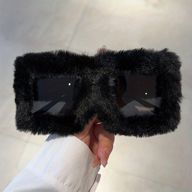Y2K Plush Fuzzy Sunglasses Gradient Glasses UV400