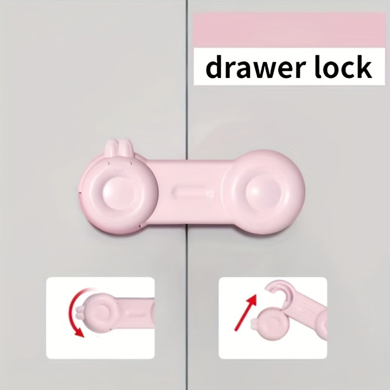 2pcs Baby Safety Lock Anti-pinch Drawer Refrigerator Cabinet Door Sliding Lock