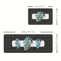 Lattice Print Rug Leaf Pattern Decorative Carpet for Bedroom Living Room