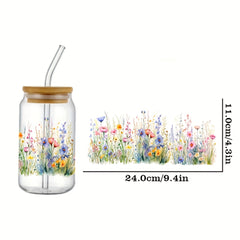 4pcs Wildflower 3D Erasable Transfer Stickers UV Waterproof Self Adhesive