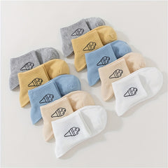 10 Pairs Ice Cream Print Socks Women's Crew Stockings & Hosiery