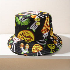 Mushroom Print Bucket Hat Reversible Y2K Basin Hat
