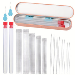 38pcs Beading Needles Set Big Eye & Straight Needles with Threader and Bottle