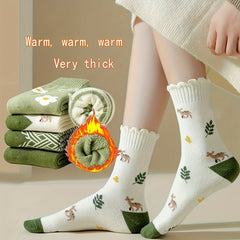 5 Pairs Animal Print Ribbed Socks Mid Tube Stockings