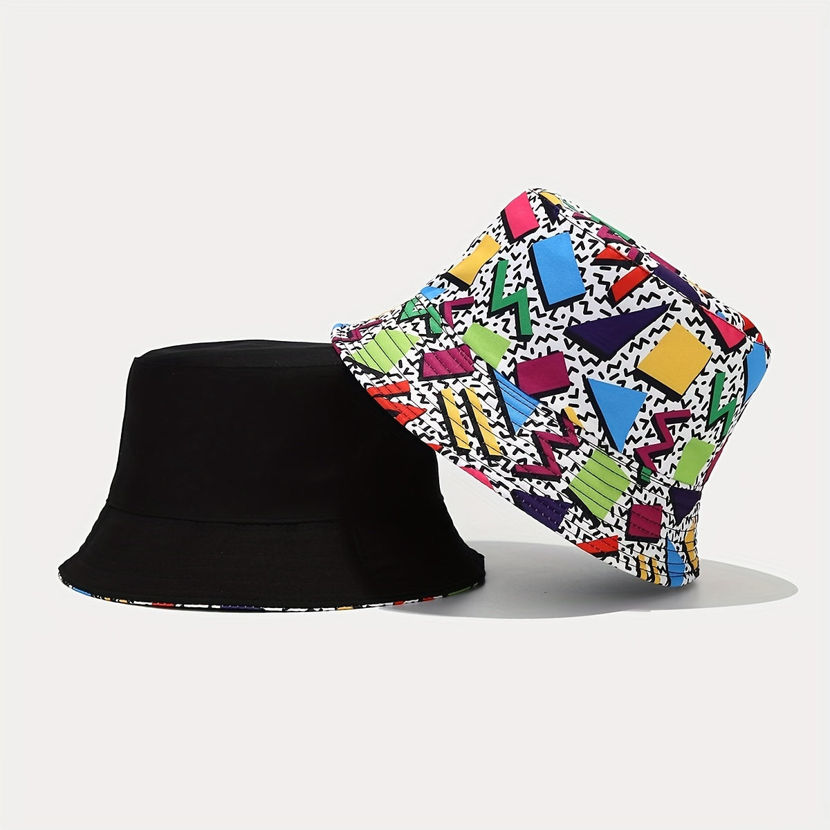 Geometric Print Double Sided Bucket Hat Outdoor Sun Hat
