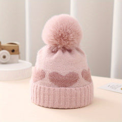 Winter Baby Hat Jacquard Love Knitted Hat Double Layer Thickened Beanie Hat