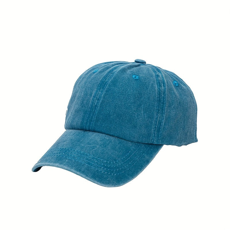 Washed Cotton Baseball Cap Retro Peaked Cap Solid Couple Cap