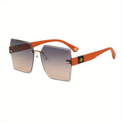 Square Rimless Sunglasses Clover Gradient UV400 Sun Shades For Summer Beach
