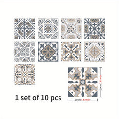 10pcs Waterproof Retro Tile Stickers for Bathroom Kitchen Living Room