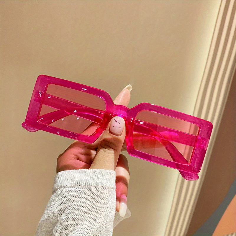Y2K Rectangle Jelly Sunglasses UV400 Sun Shades