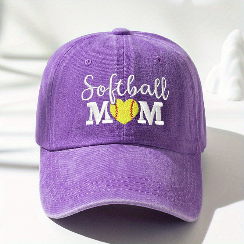 Softball Mom Distressed Dad Hat Embroidered Baseball Cap
