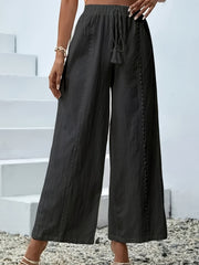  Lace Trim Wide Leg Trousers