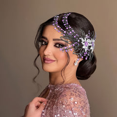 Purple Rhinestone Bridal Hair Accessory for Wedding HP254