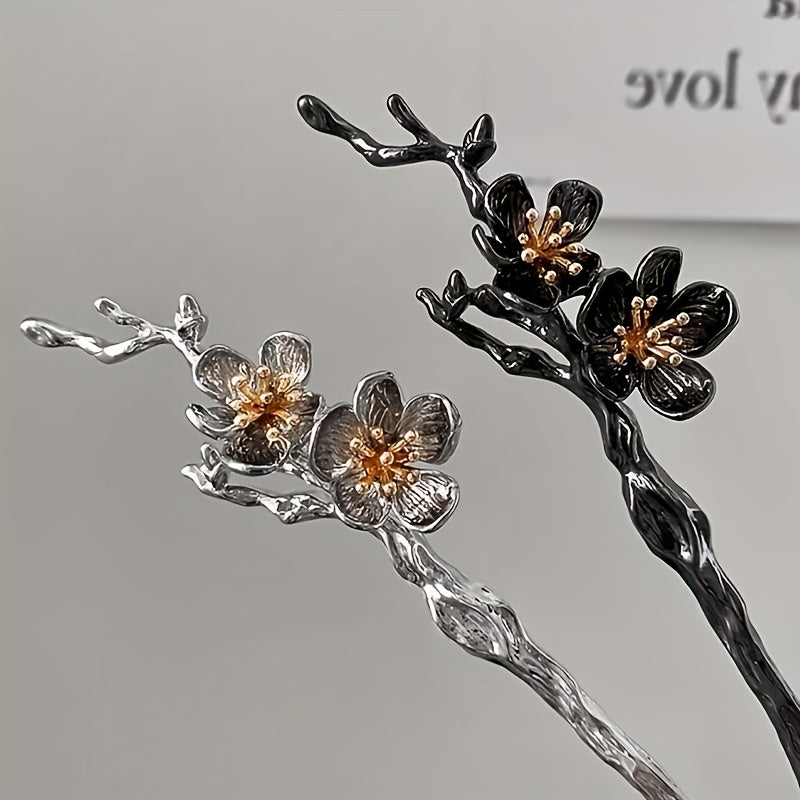 Plum Flower Hair Pin Hair Bun Holder Vintage Alloy Hair Styling Accessory
