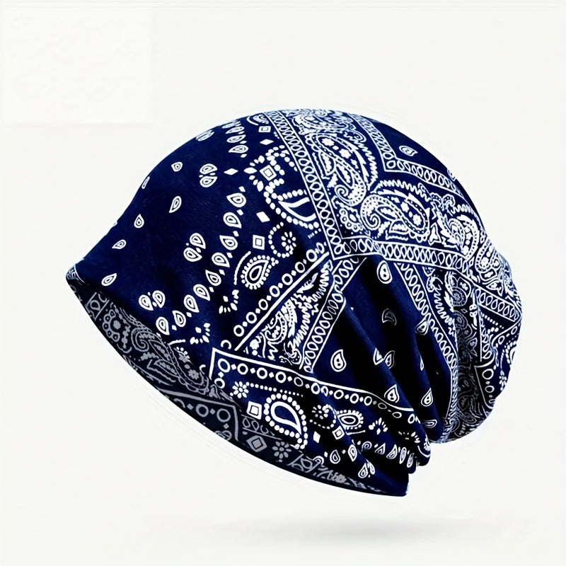 Paisley Print Lightweight Beanie Elastic Skull Hat Women Turban Cap