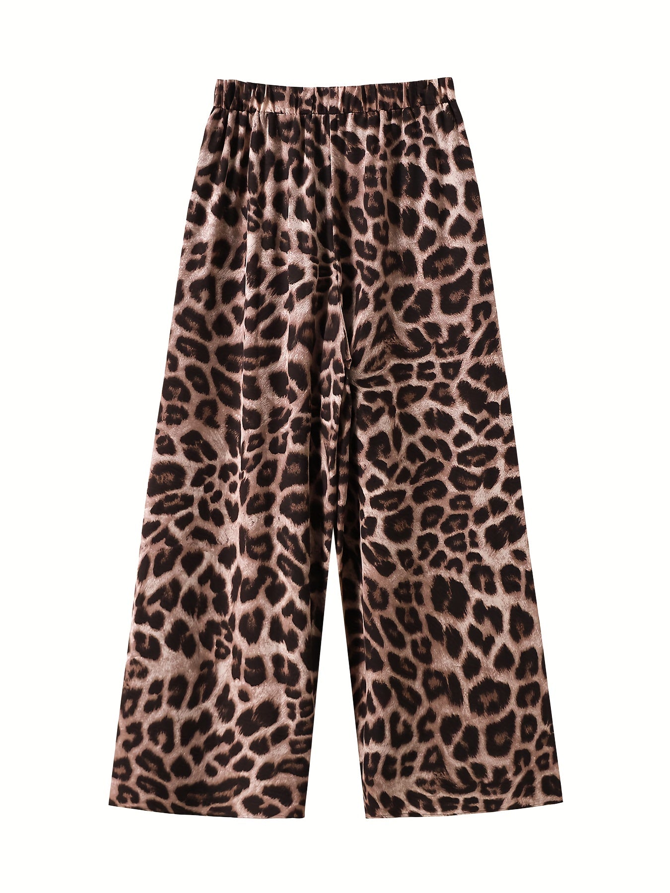 Women's Plus Leopard Print High Rise Wide Leg Pants